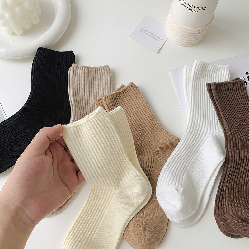 Trendy Slouch Crew Socks | Solid Neutral Socks for Women