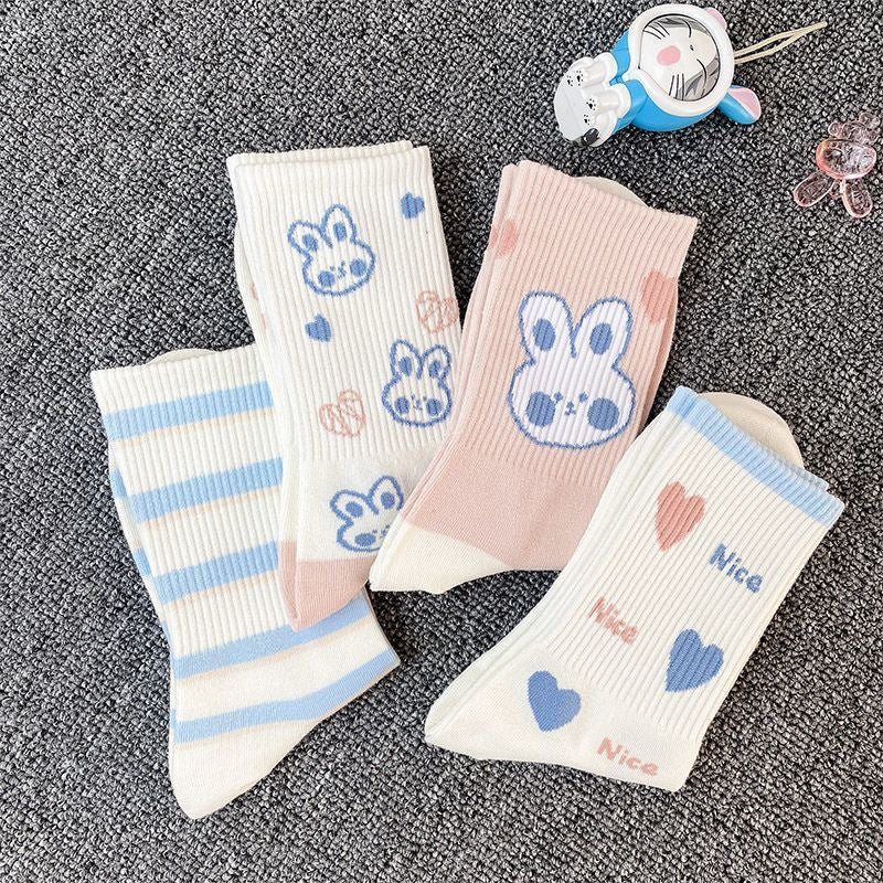 Cute Rabbit Cotton Crew Socks for Women | Casual Patterned Socks