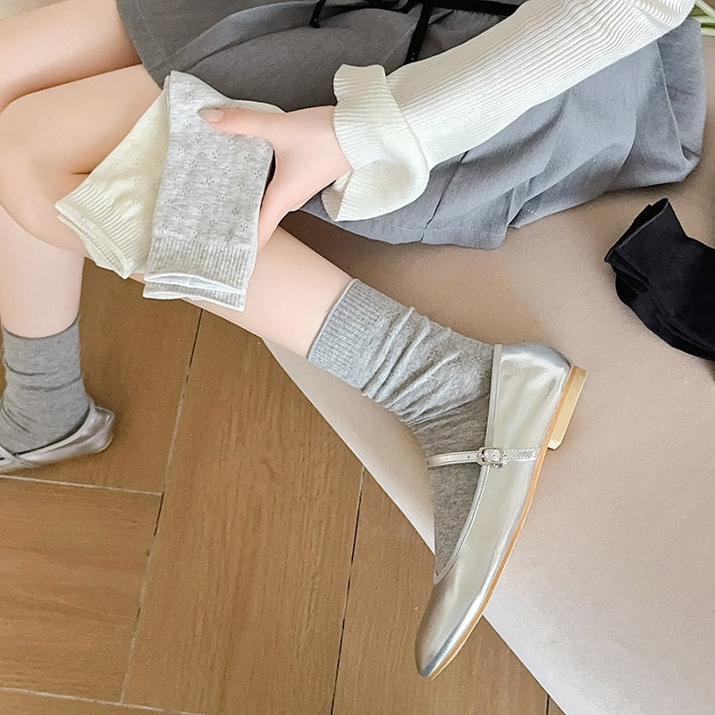 Clover Pattern Crew Socks for Women | Breathable Thin Summer Socks
