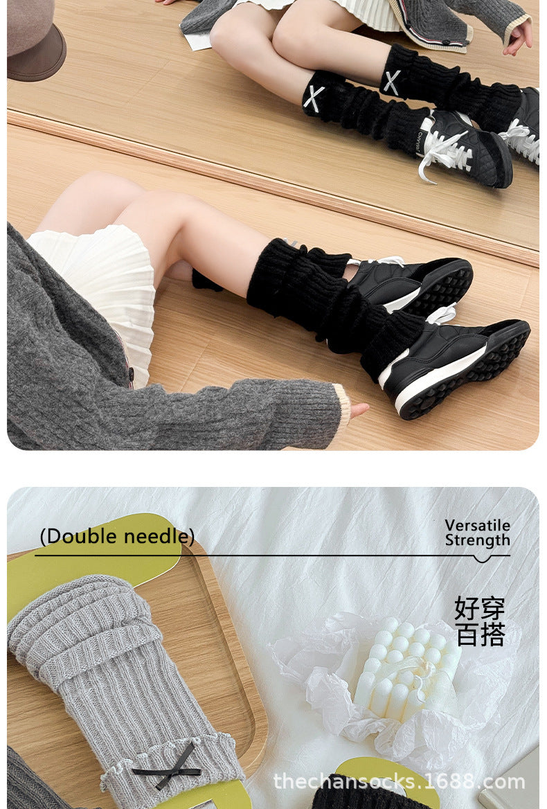 Cozy Ruffled Bow Slouch Socks for Women | Warm Winter JK Socks