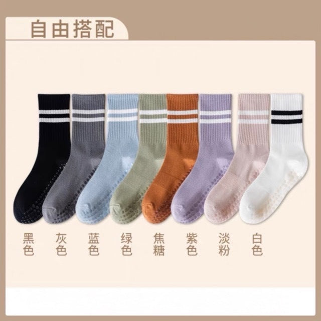 Non-Slip Grip Crew Yoga Socks for Women | Athletic Gym Socks