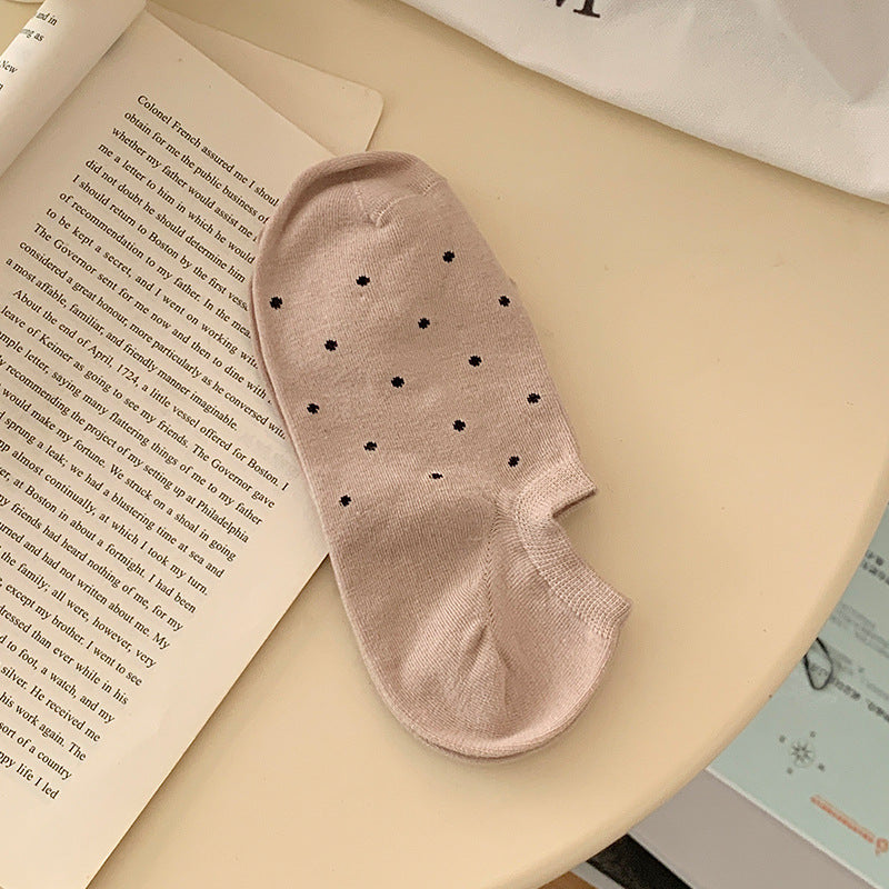 Polka Dot No Show Socks for Women | Breathable Cotton Low Cut