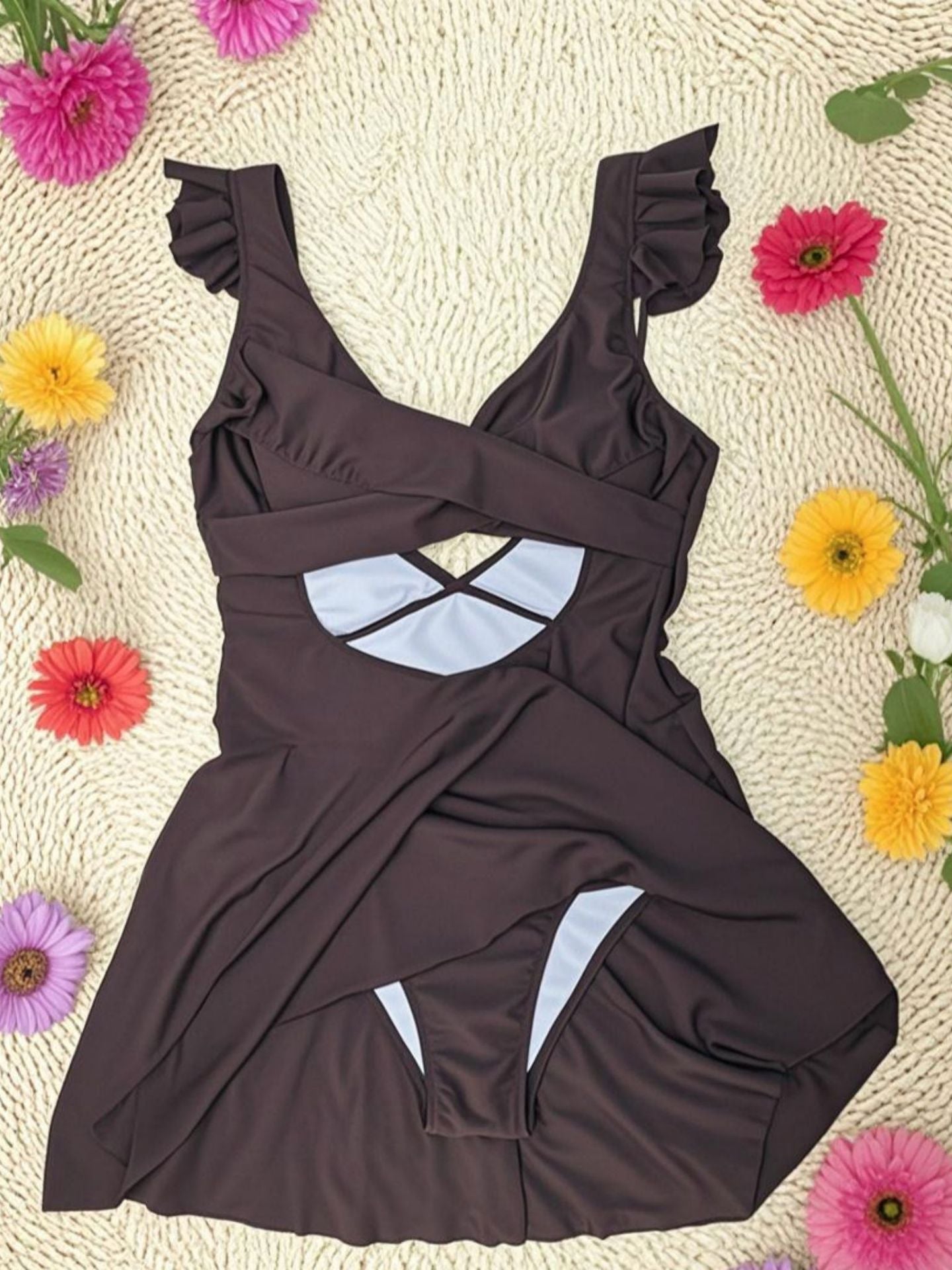 Ruffled Cutout Skirted One-Piece | Modest Women's Swimwear