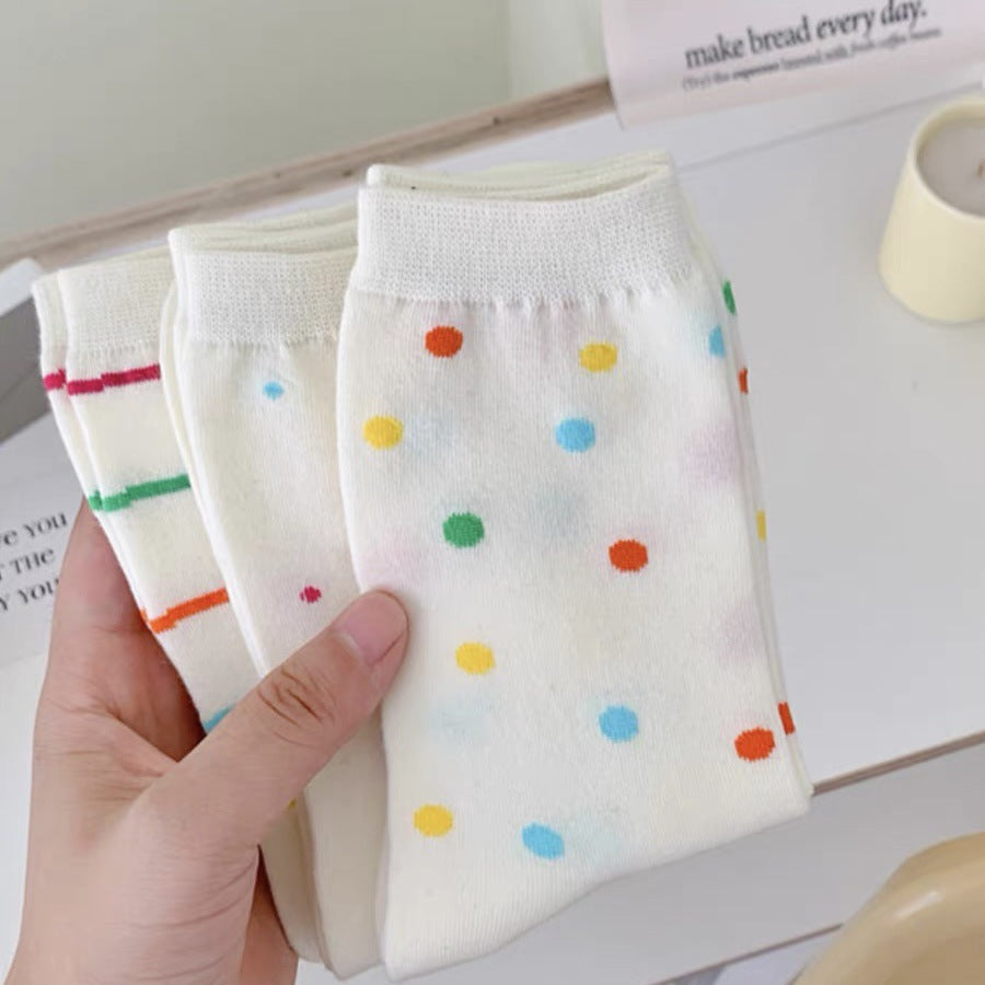 Cute Cotton Crew Socks for Women | Colorful Dopamine Patterned Socks