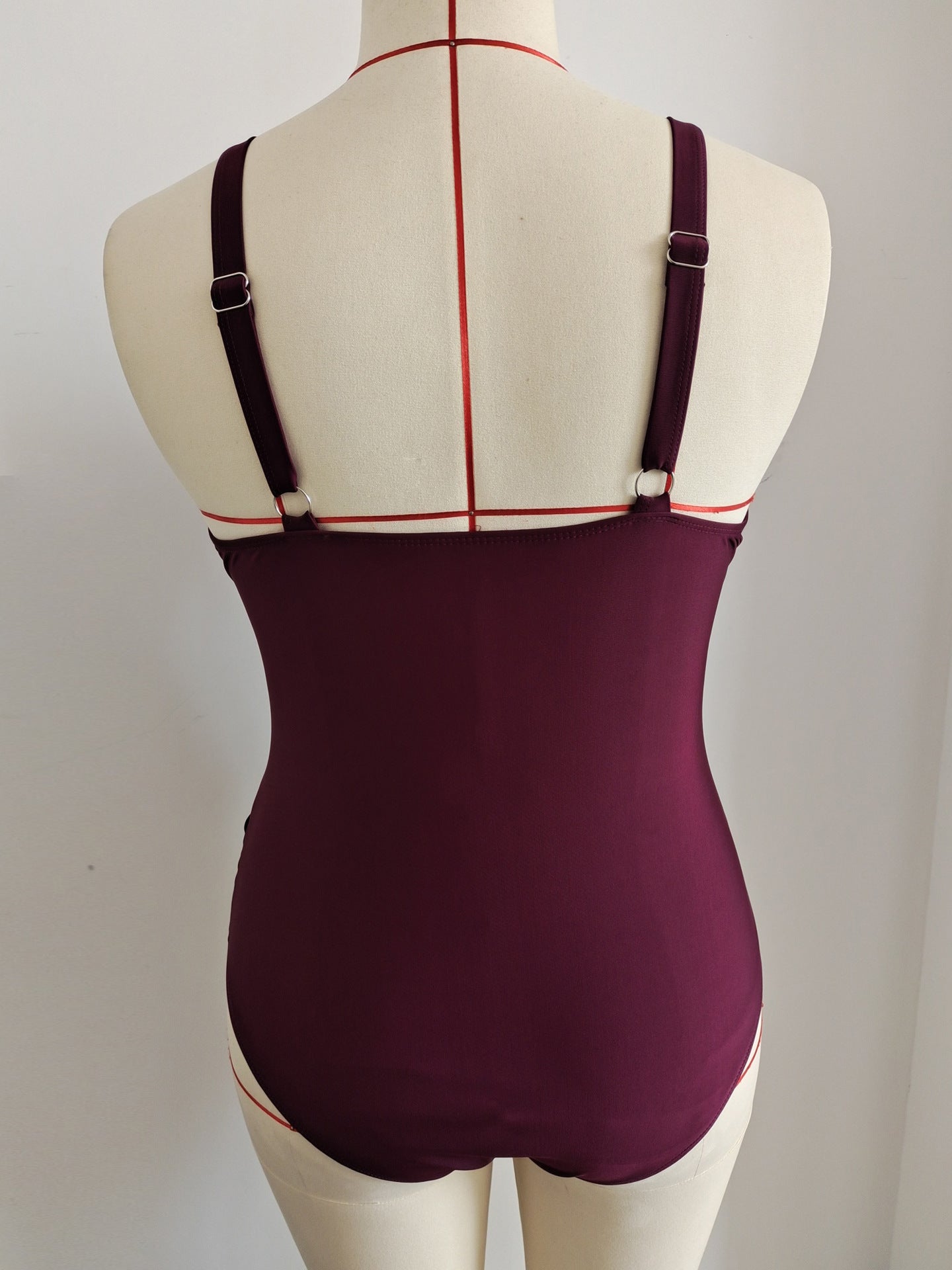 Deep V Halter Plus Size One-Piece Swimsuit | Sexy Purple Swimwear