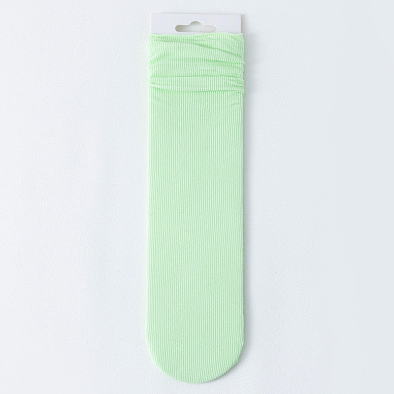 Thin Ice Silk Slouch Crew Socks for Women | Breathable Summer Solid Socks