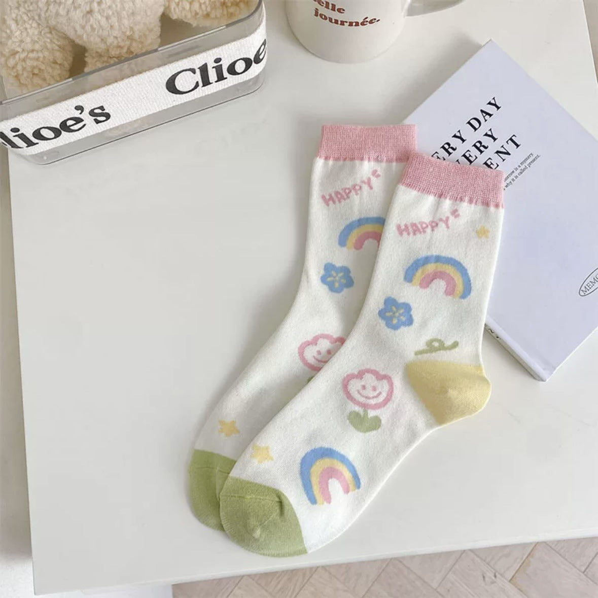 Cute Patterned Crew Socks for Women | Breathable Cotton Summer Socks