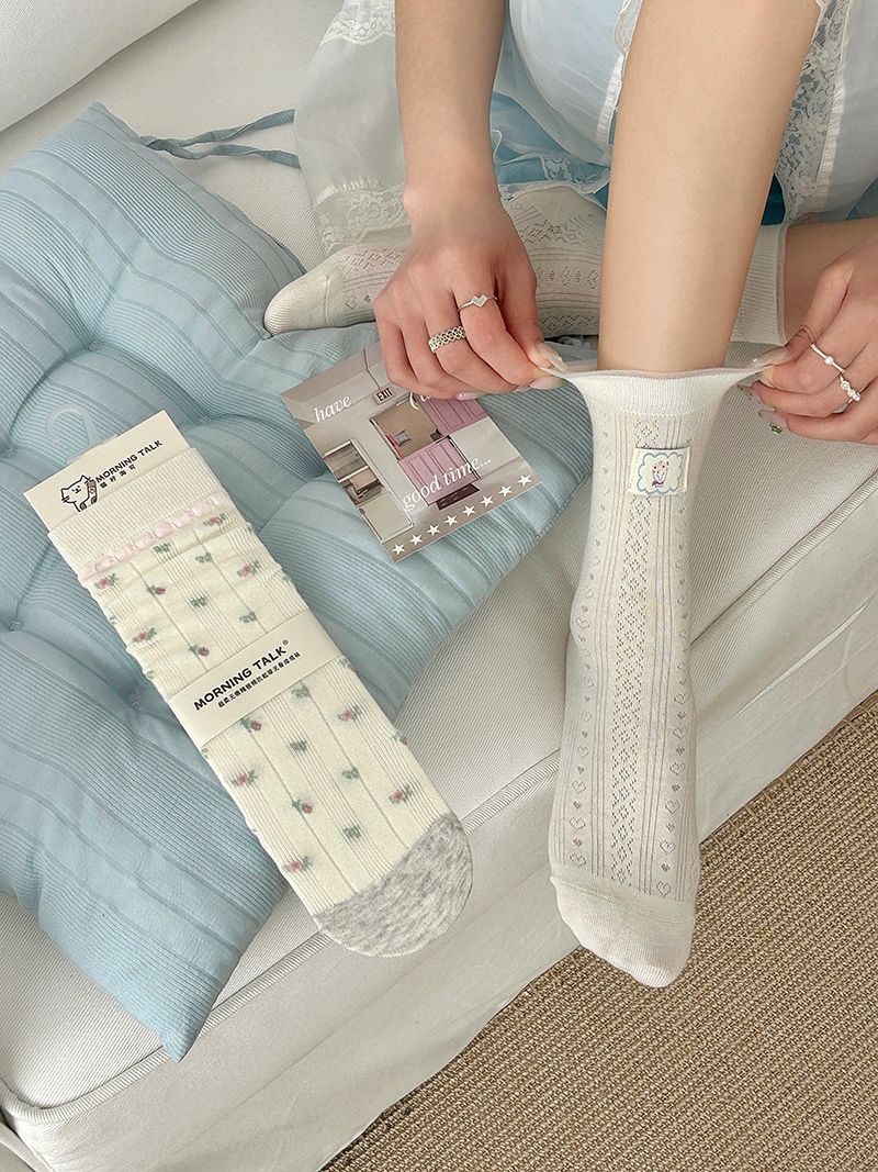 Seamless Cotton Crew Socks for Women | Fresh Pastel Slouch Socks