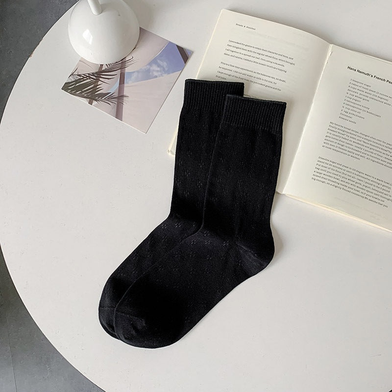Clover Pattern Crew Socks for Women | Breathable Thin Summer Socks