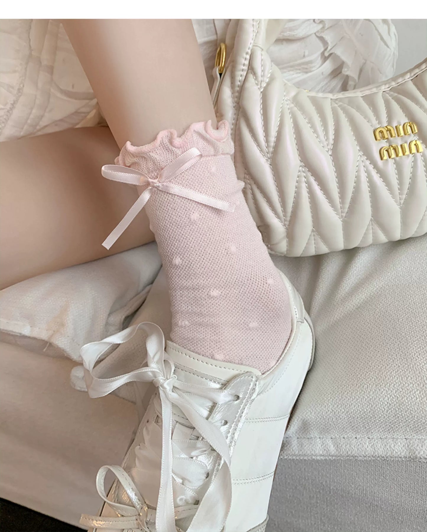 Ruffled Balletcore Crew Socks for Women | Breathable Summer Socks