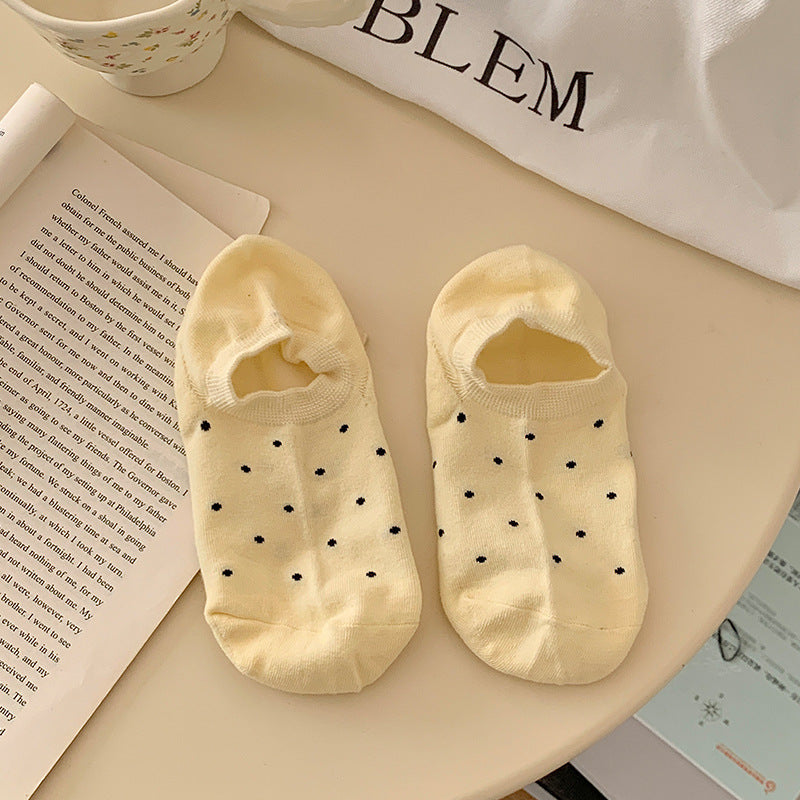 Polka Dot No Show Socks for Women | Breathable Cotton Low Cut