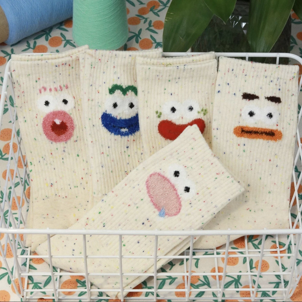 Quirky Novelty Crew Socks | Speckled Cartoon Socks for Women