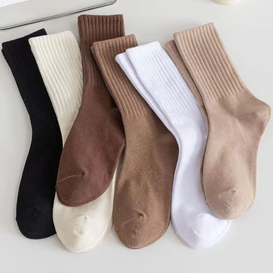 Solid Ribbed Crew Slouch Socks for Women | Fall Winter Casual