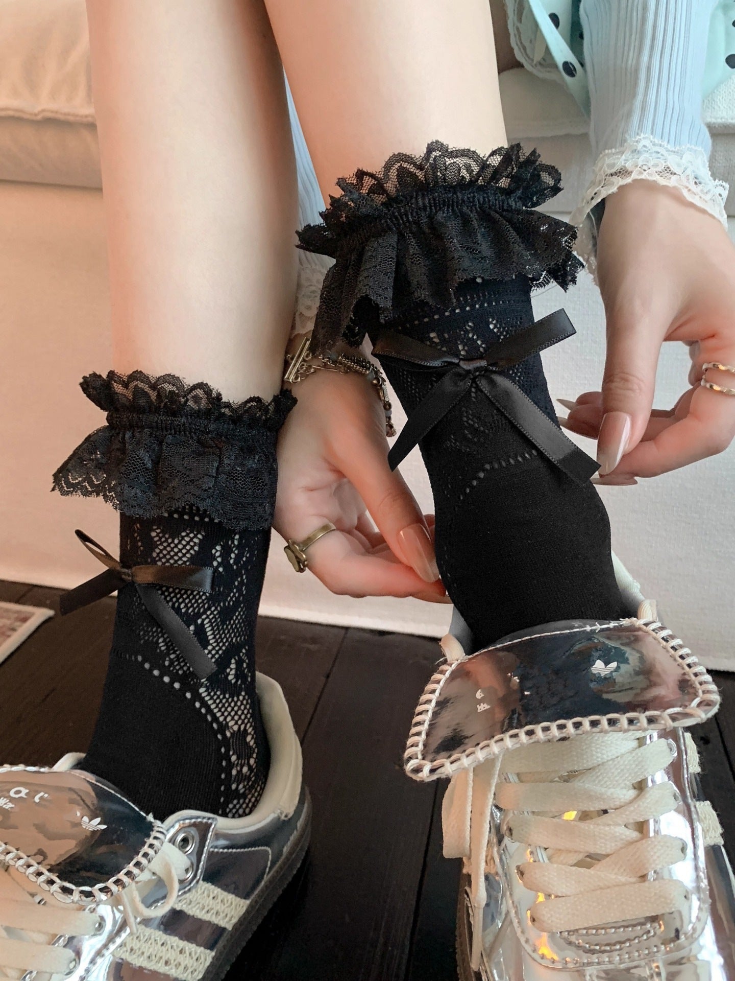 Lace Bow Crew Socks | Women's Ballet Summer Socks for Mary Janes