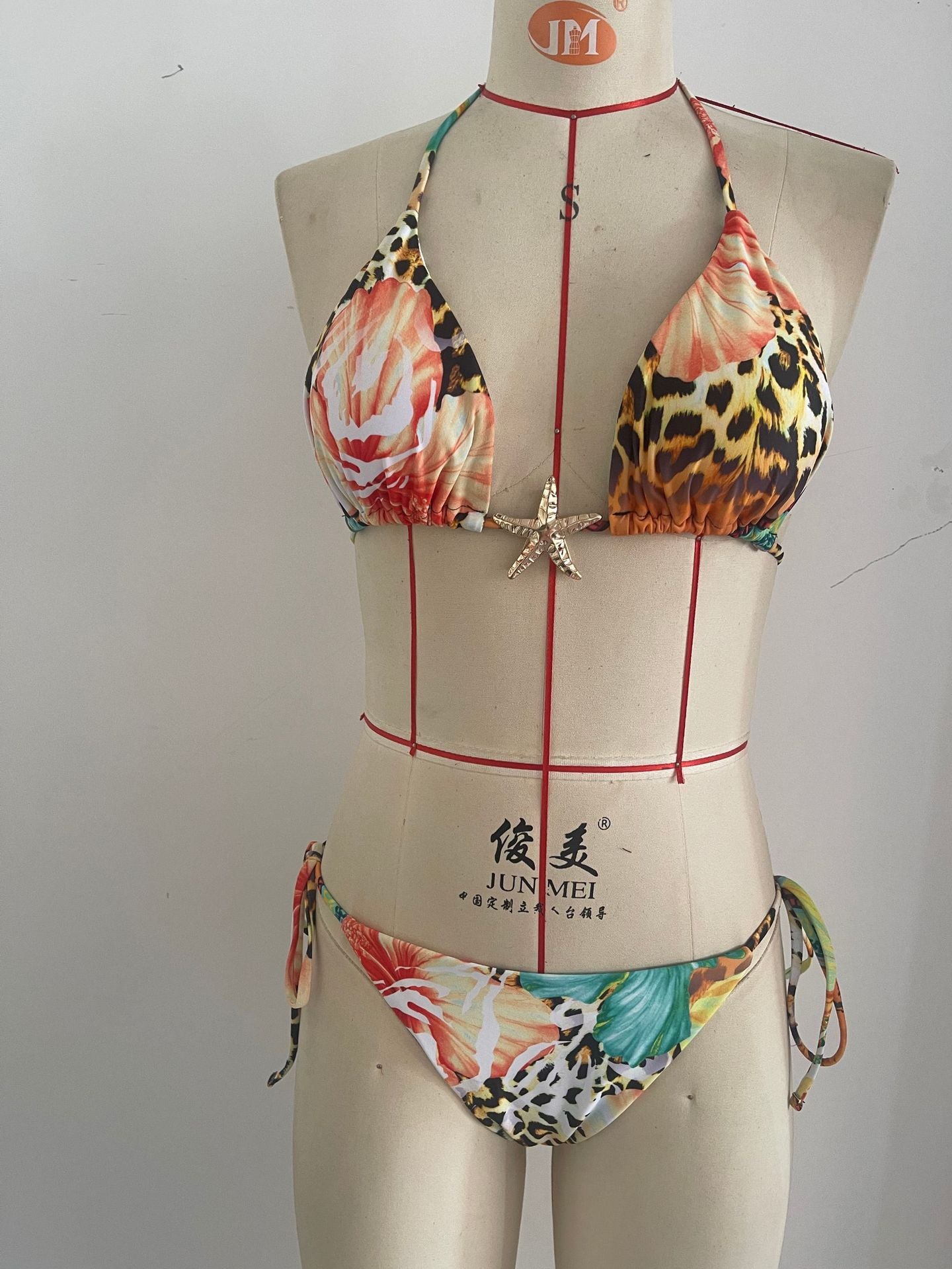Leopard Floral Halter Tie-Side Bikini | Sexy Women's Beach Swimwear