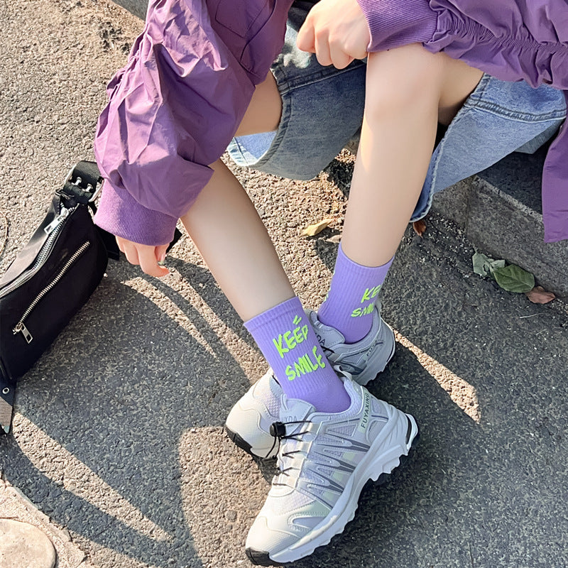 Trendy Graphic Crew Socks | Cotton Casual Athletic Socks for Women