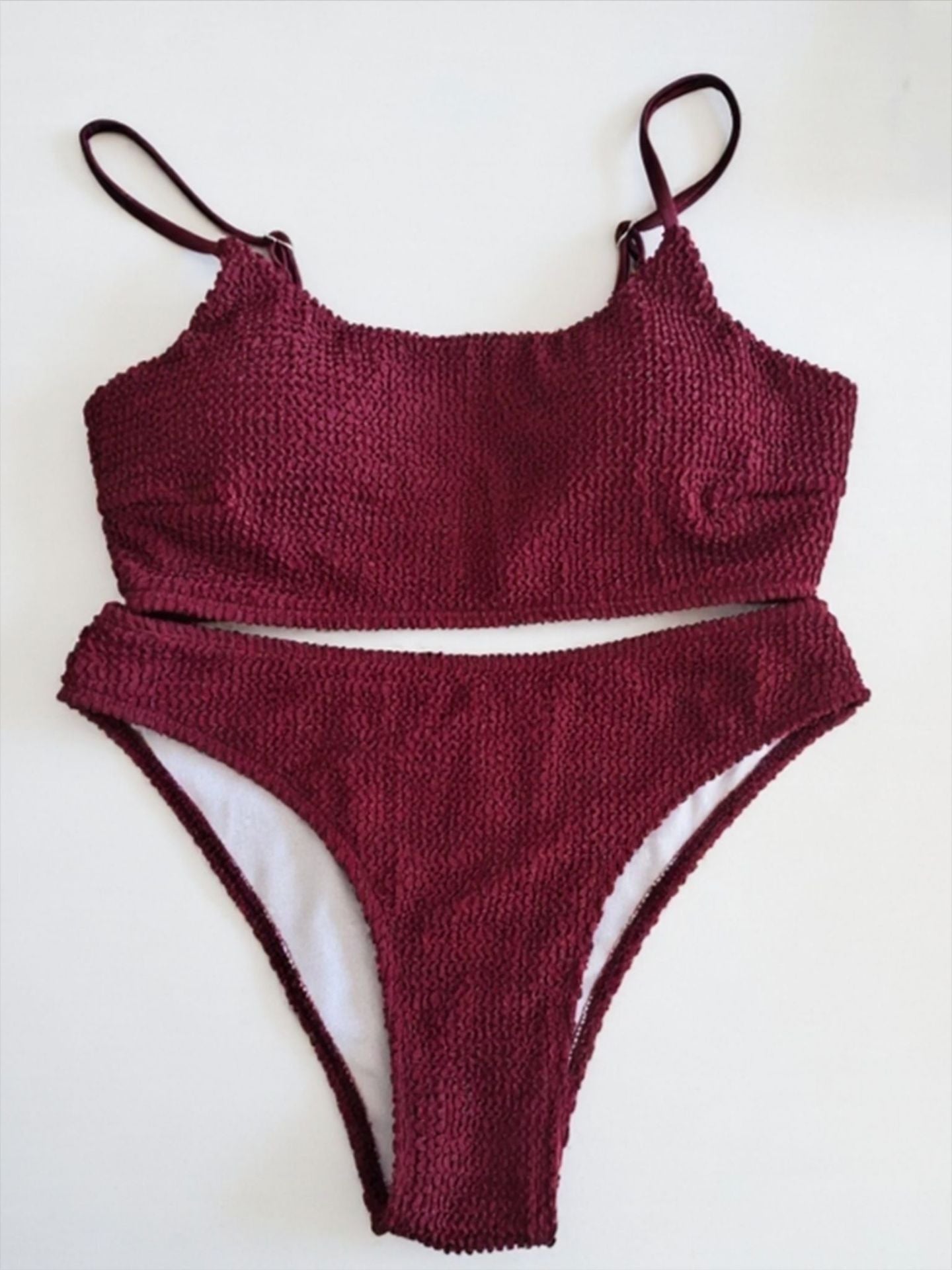 High Waisted Solid Textured Bikini | Sexy Flattering Women's Swimwear
