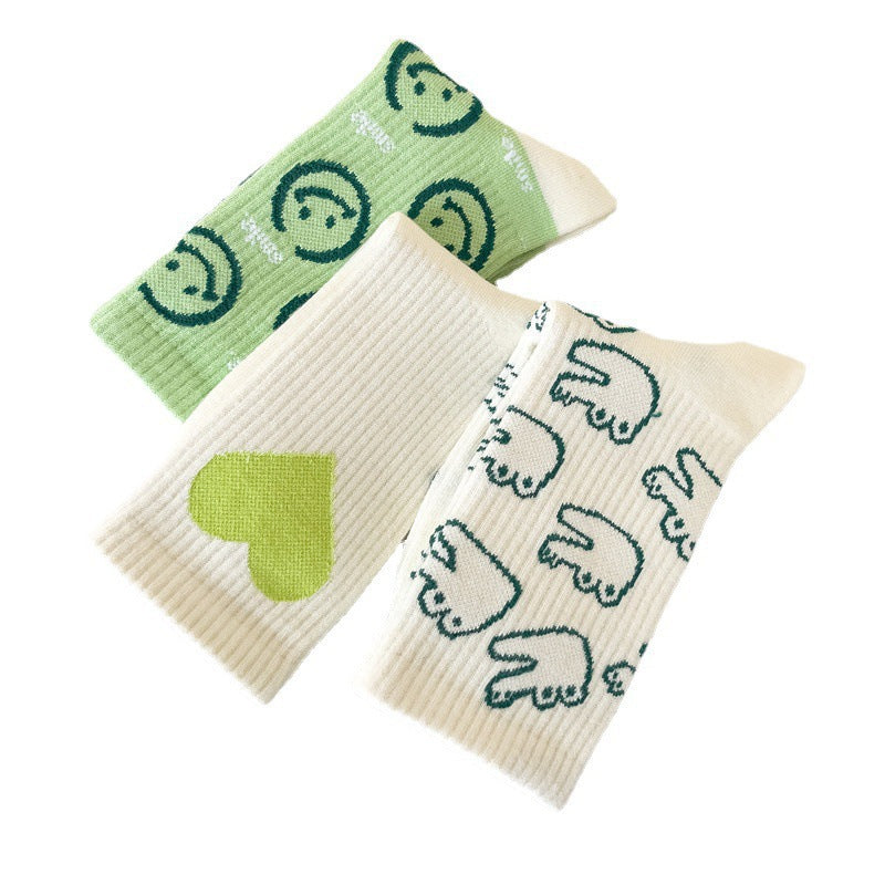 Cute Patterned Crew Socks for Women | Soft Cotton Casual Socks