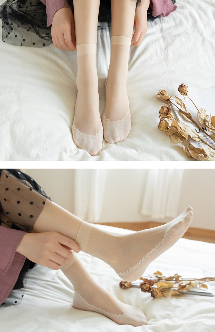 Cotton Sole Sheer Dress Socks | Non-Slip Snag Resistant Women's Socks