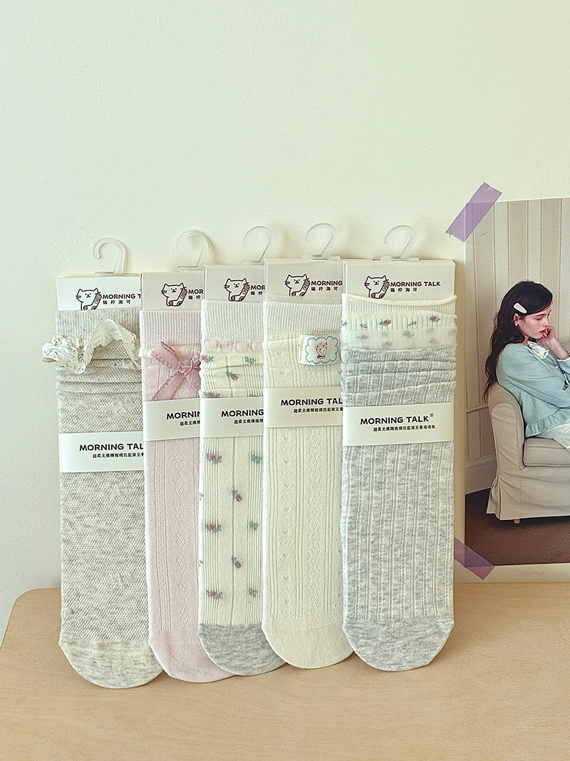 Seamless Cotton Crew Socks for Women | Fresh Pastel Slouch Socks