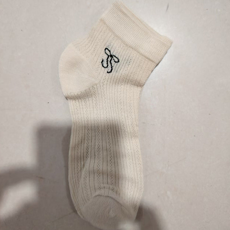 Ballet Bow Ankle Socks | Breathable Mesh Summer Women's Socks