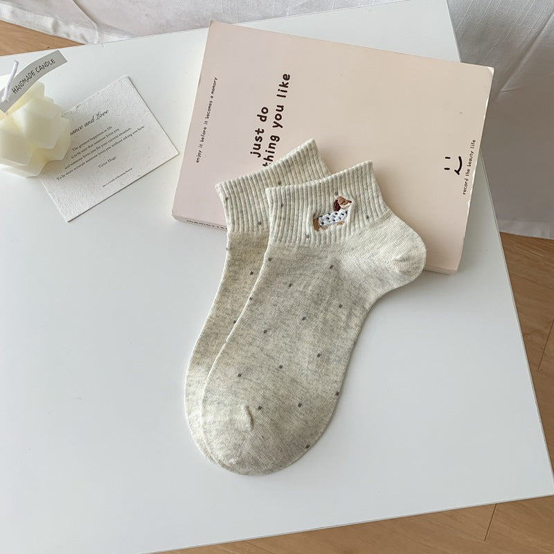 Cute Dachshund Dot Ankle Socks for Women | Breathable Summer Socks