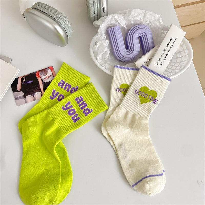 Trendy Graphic Crew Socks | Cotton Casual Athletic Socks for Women