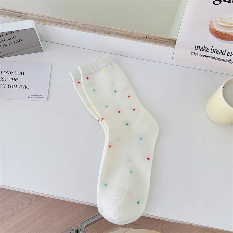 Cute Cotton Crew Socks for Women | Colorful Dopamine Patterned Socks