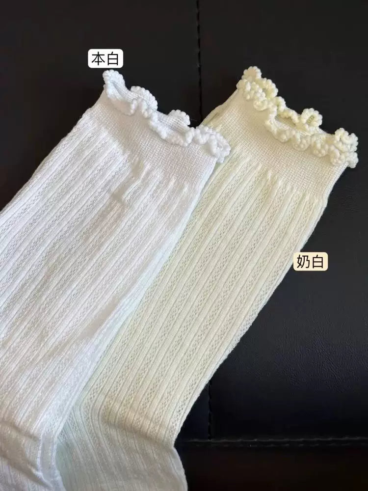 Ruffled Balletcore Crew Socks for Women | Breathable Summer Socks