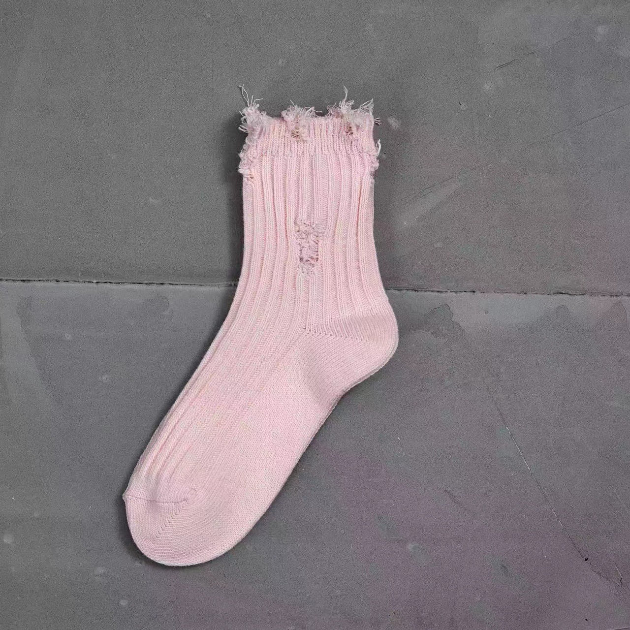 Distressed Ripped Crew Socks | Trendy Cotton Casual Everyday Socks