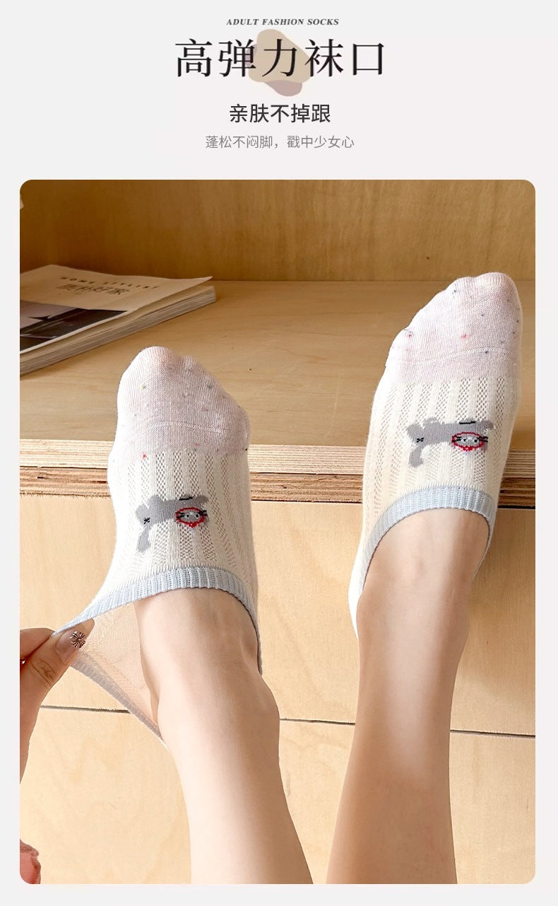 No-Show Socks for Women | Cute Cat Non-Slip Cotton Socks