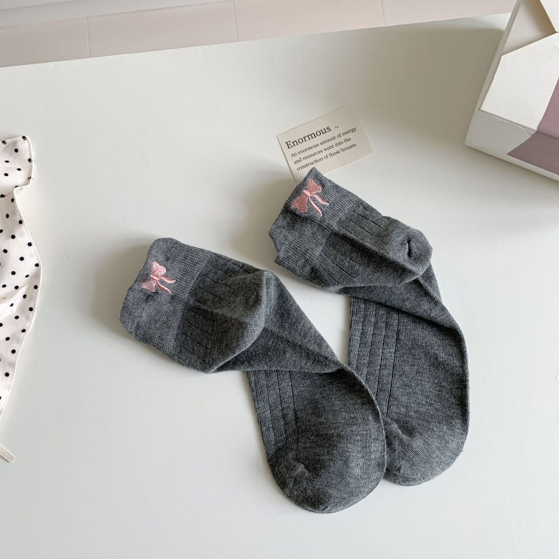 Embroidered Bow Ankle Socks | Thin Breathable Summer Socks