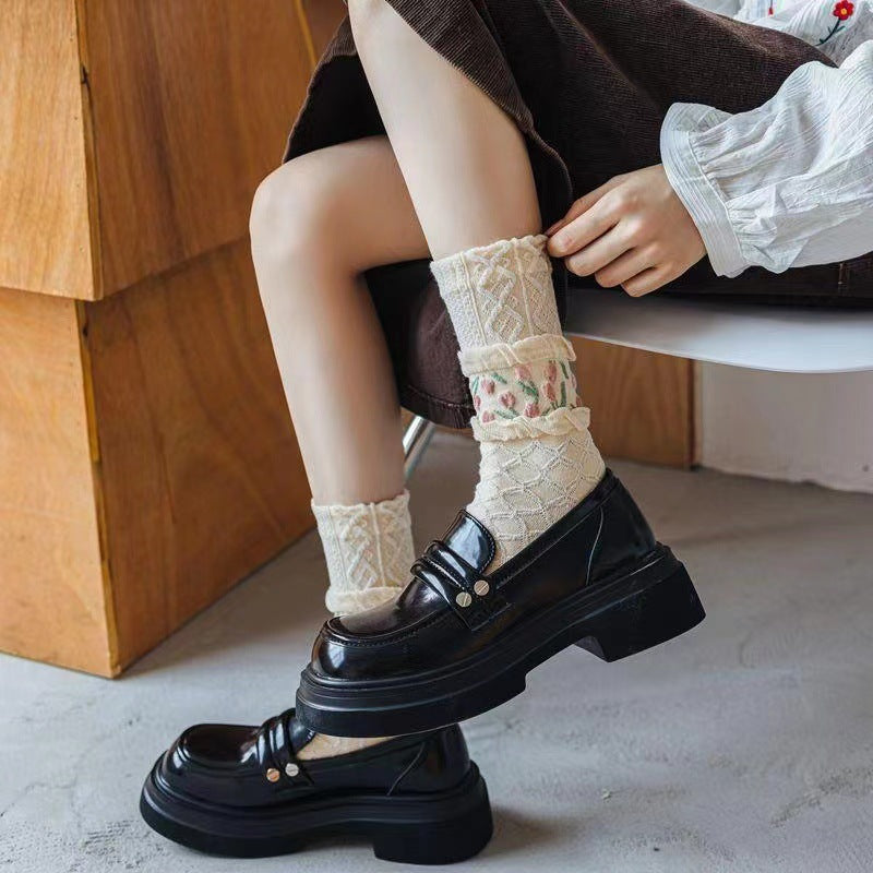 Floral Crew Socks for Women | Soft Cotton Patterned Socks