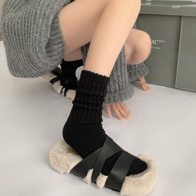 Cozy Slouchy Crew Socks for Women | Thick Solid Casual Socks