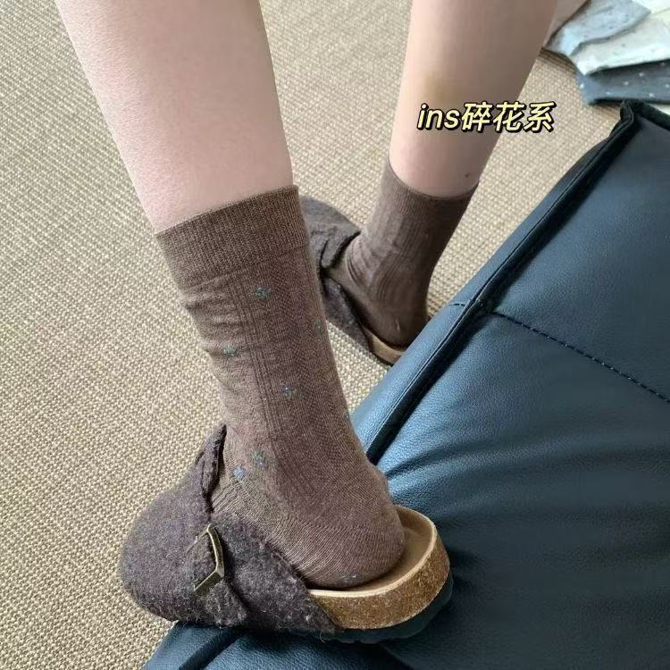 Vintage Floral Crew Socks for Women | Slouch Socks for Birkenstock
