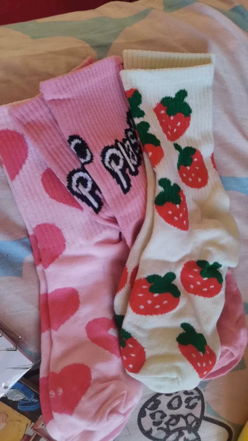 Trendy Patterned Cotton Crew Socks for Women | Cute Casual Socks