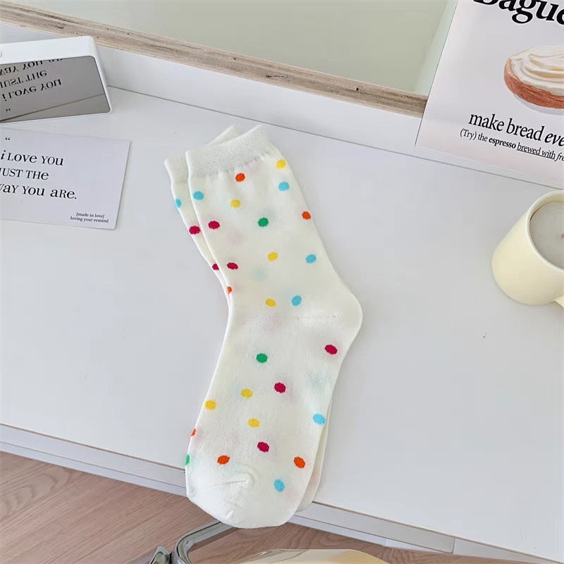 Cute Cotton Crew Socks for Women | Colorful Dopamine Patterned Socks