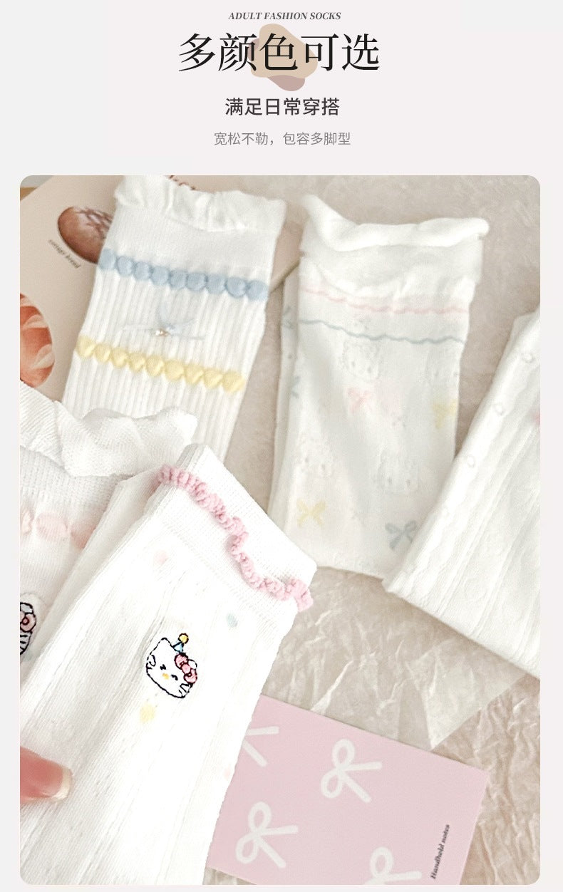 Cute Cotton Crew Socks for Women | Breathable Summer Mid-Calf Socks