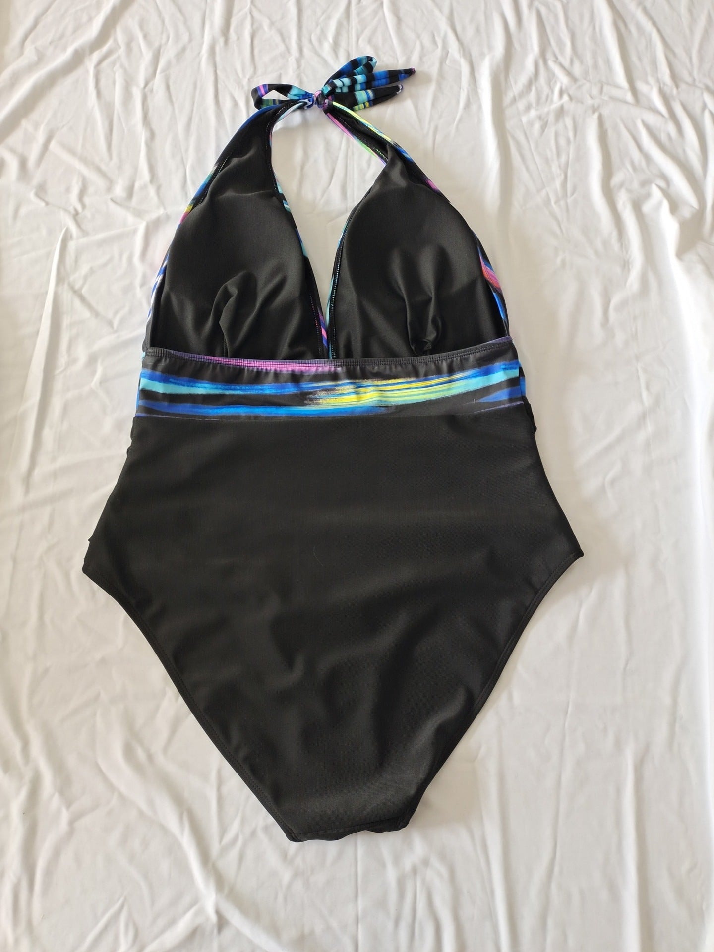 Plus Size Striped Halter One-Piece Swimsuit | Women's Vacation Swimwear