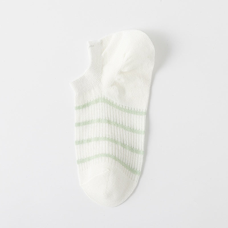 Striped No-Show Socks for Women | Breathable Non-Slip Socks