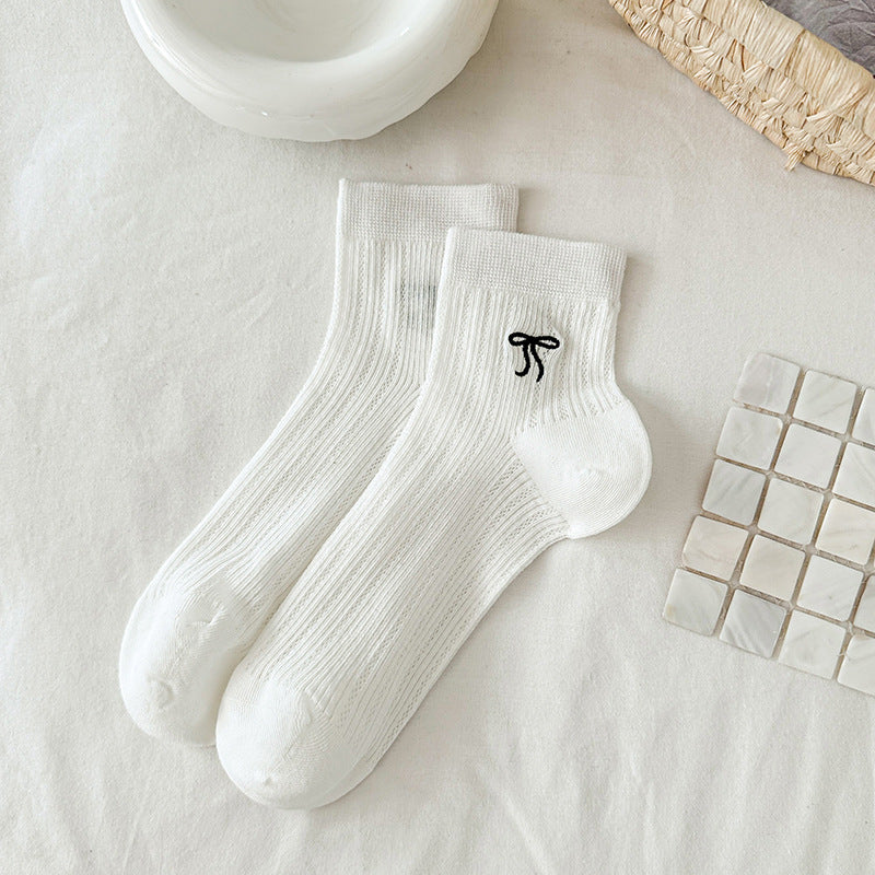 Ballet Bow Ankle Socks | Breathable Mesh Summer Women's Socks