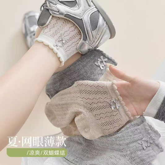 Cute Bow Mesh Ankle Socks for Women | Summer Thin Breathable Socks