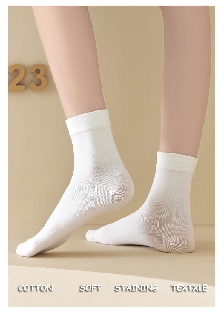 Solid Cotton Slouch Crew Socks for Women | Breathable Mid-Calf