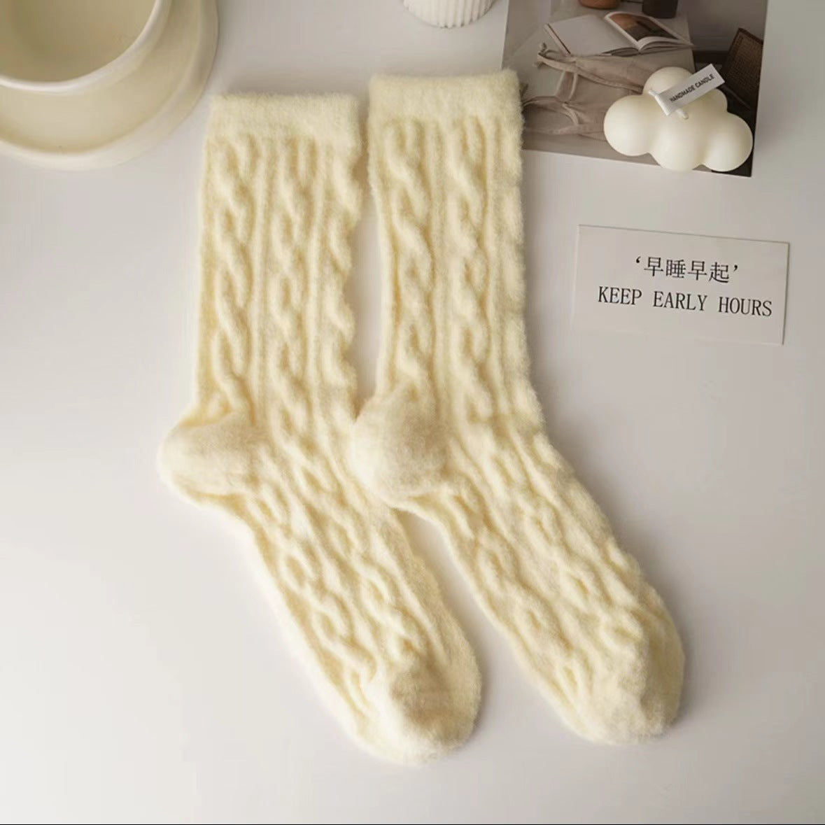 Cozy Fuzzy Crew Socks for Women | Warm Thick Winter Lounge