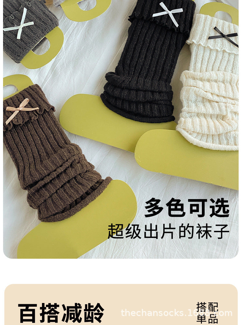 Cozy Ruffled Bow Slouch Socks for Women | Warm Winter JK Socks