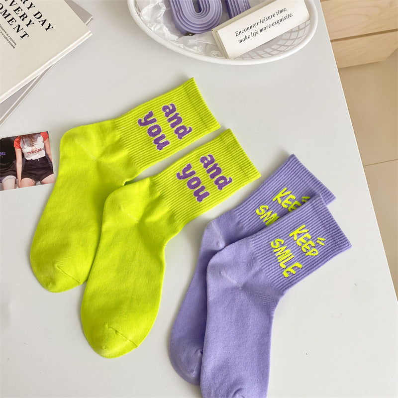 Trendy Graphic Crew Socks | Cotton Casual Athletic Socks for Women
