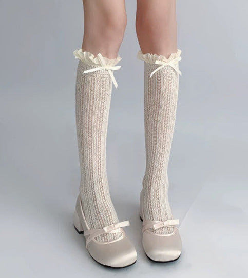 Lace Ruffled Calf High Socks | Sheer Summer Women's Socks