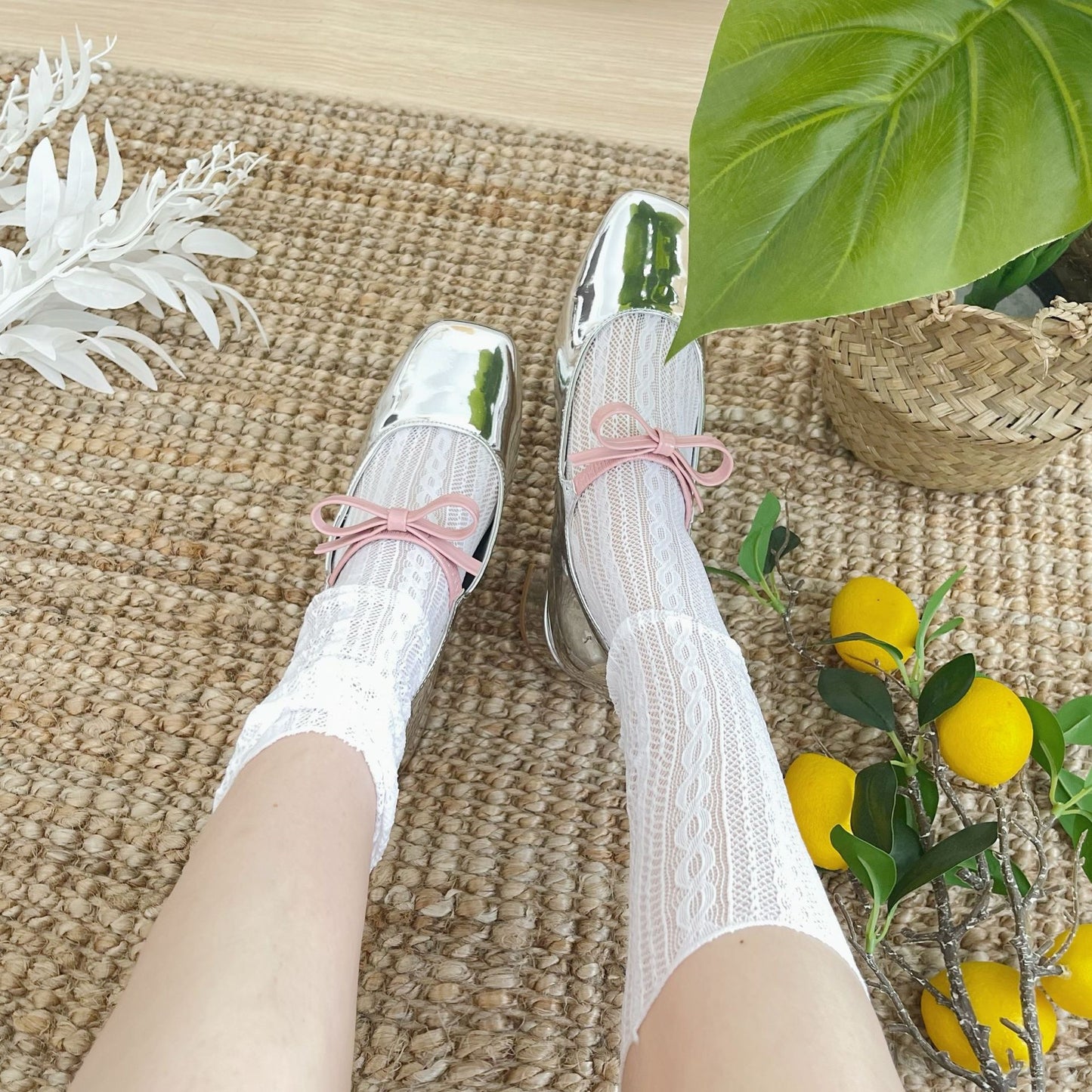 Lace Cable Calf Socks for Women | Thin Breathable Summer Mesh Socks