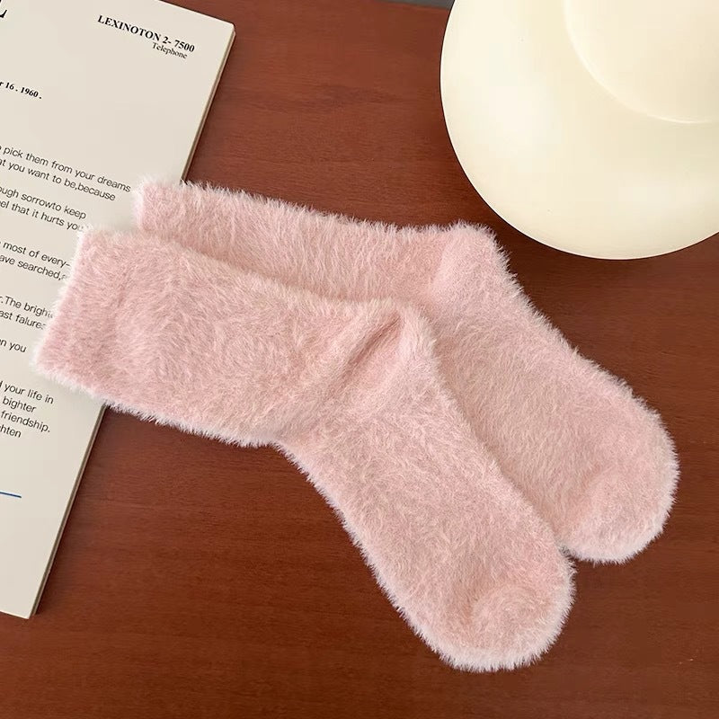 Women's Fuzzy Cozy Crew Socks | Warm Plush Winter Lounge Socks