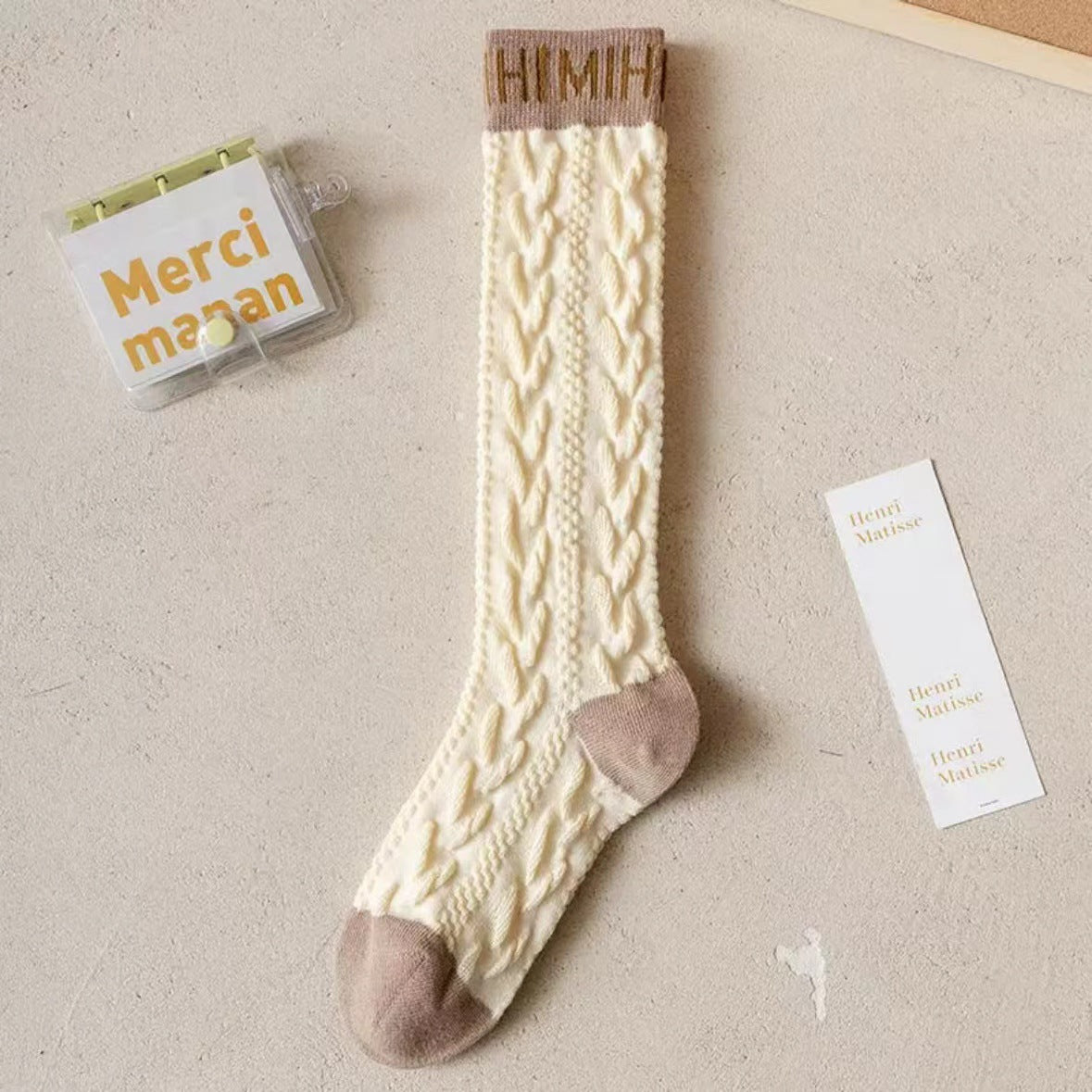 Cable Knit Knee High Socks for Women | Vintage Patterned Socks